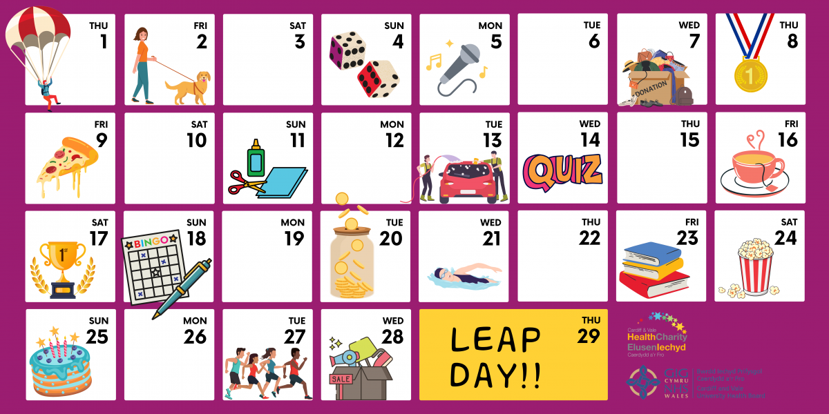 29 Ways to Fundraise This Leap Year | Cardiff & Vale Health Charity